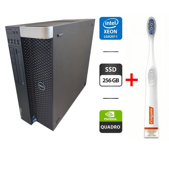 Робоча станція Dell Precision T3600 Tower / Intel Xeon E5-2660 (8 (16) ядер по 2.2 - 3.0 GHz) / 32 GB DDR3 / 256 GB SSD / nVidia Quadro 2000, 1 GB GDDR5, 128-bit / DVD-ROM б/в + Подарунок Розумна інтерактивна зубна щітка Colgate Connect M1 / Bluetooth