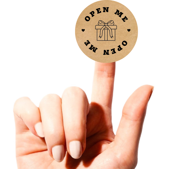 Этикетка наклейка круглая крафт "Open me​​​​​​​​​​", Диаметр 50 мм, 250 шт/рулон, Viskom | Зображення 1