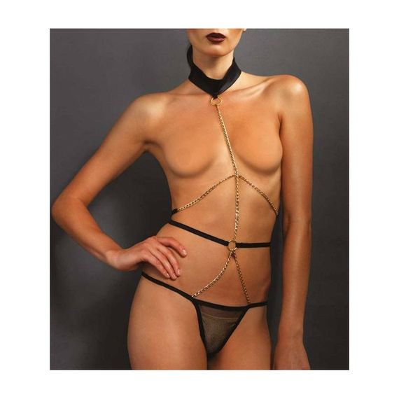 Чокер и стринги с цепочкой на теле Leg Avenue sexstyle