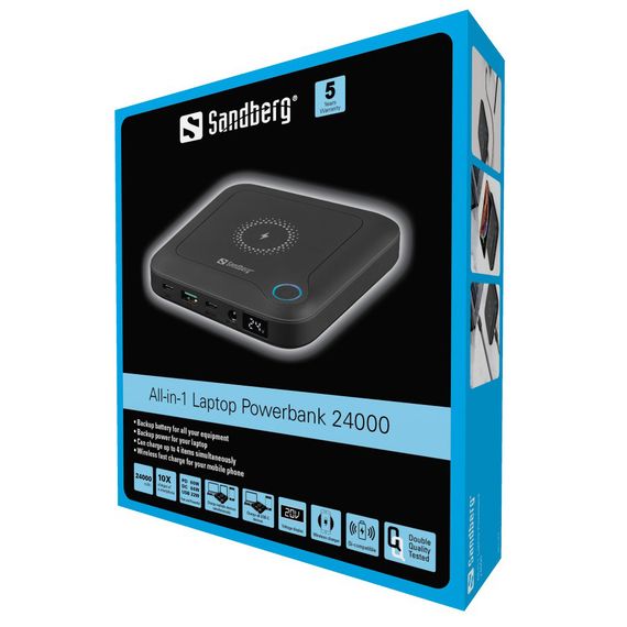УМБ Sandberg 24000mAh 85W PD All-in1 Laptop, UPS mode,  DC 12-24V/4А, USB, Type-C OUT PD | Зображення 7