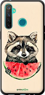 Чохол на Realme 5 Pro Єнотик з кавуном "4605b-1861-2448"