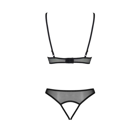 Комплект из браллета с ажурным лифом и открытыми трусиками Passion CHRISTA SET Open Bra S/M black | Зображення 3