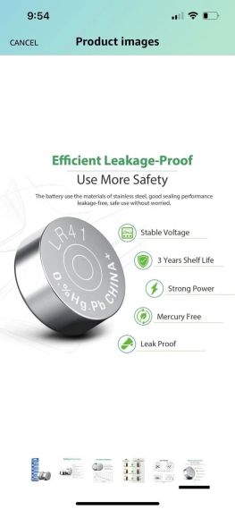 Батарея LR41 AG3 392 384 192 1,5 В, LiCB. 10 шт, плоские круглые батарейки | Зображення 2