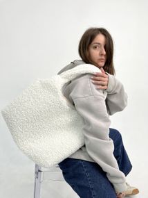 Женская сумка Тедди Молоко, Сумка из меха эко, Плюшевая сумка