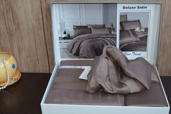 Комплект постільної білизни First Choice Deluxe Satin 200 х 220 см New Trend Brown | Зображення 5