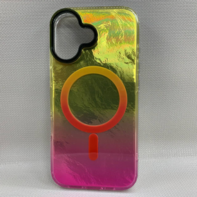 Чохол для Iphone 17 TPU MagSafe з кольоровим градієнтом Жовтий Рожевий