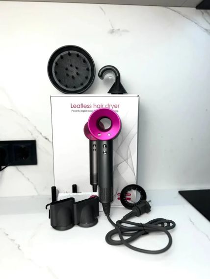 Фен Super Hair Dryer рожевий з іонізацією та турборежимом 5 насадок (Y-2)