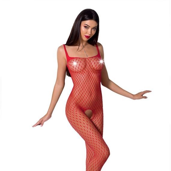 Бодістокінг Passion BS071 red, комбінезон на бретелях Sex Aura