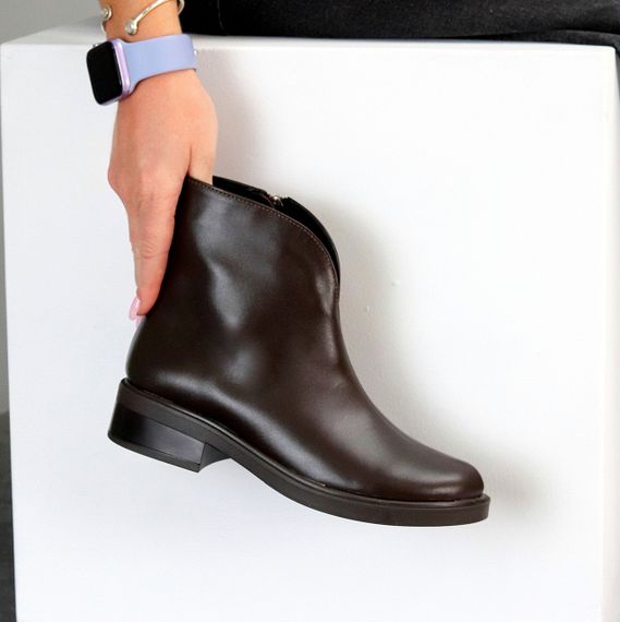 Шикарні черевики натуральна шкіра колір Шоколад стильний мінімалізм 38