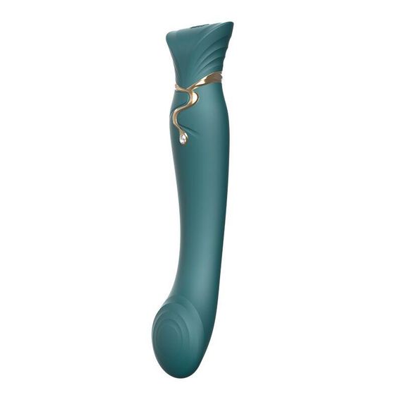 Смартвибратор 3в1 Zalo — Queen Jewel Green, пульсирующая жемчужина и вакуум, кристалл Swarovski Sex Aura | Зображення 1