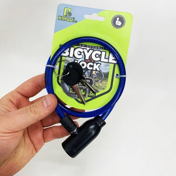 Замок велосипедний KIHUU LOCK 801, 8*65 тросовий, 2 ключі. Колір: синій BE-15 | Зображення 2