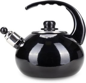 Чайник емальований Kamille "Boiling Water" 2.5л зі свистком, чорний глянець
