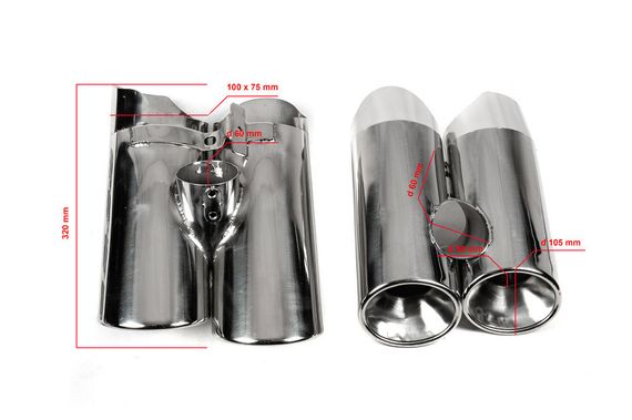 Насадки на глушитель V2 (2 шт) для Mercedes S-сlass W220 | Зображення 1