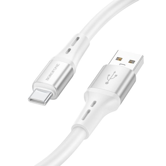 Кабель BOROFONE BX88 Solid silicone charging data cable for Type-C White | Зображення 1