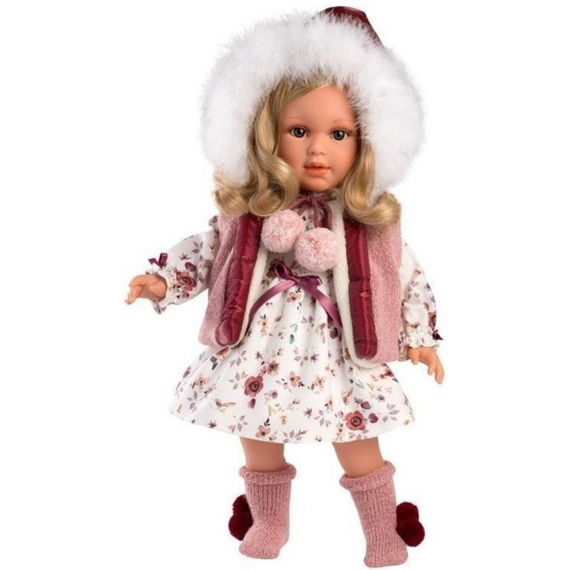 Испанская Кукла Llorens Коллекционная Виниловая Девочка со Светлыми Волосами в Платье и Жилетке Ллоренс 40 см | Зображення 1