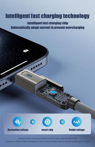 Кабель XO NB275 Zinc Alloy Silicone Type-C/USB-A to TYPE-C/Lightning - 4-in-1 - 60W - 1m Gray | Зображення 7