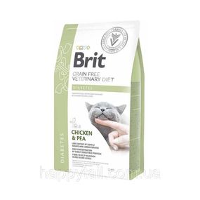 Корм сухой Brit Grain Free VetDiet Cat Diabetes для котов с сахарным диабетом беззерновой с курицей и горохом 2 кг