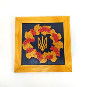 Деревянный постер (пано) на стену Герб Украины 2 Мастерская мистера Томаса 20.5х20.5 см
