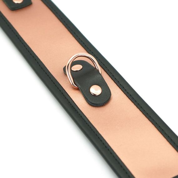 Широкий нашийник з повідцем Liebe Seele Rose Gold Memory Collar with Leash, натуральна шкіра Sex Aura | Зображення 6
