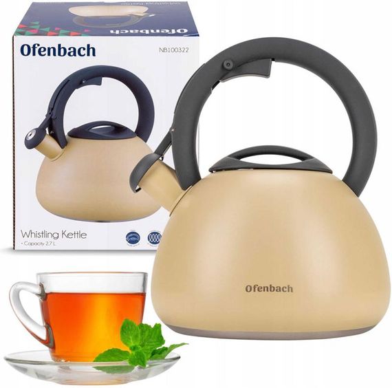 Чайник Ofenbach Silver 2.7л нержавіюча сталь, зі свистком, бежевий матовий | Зображення 4