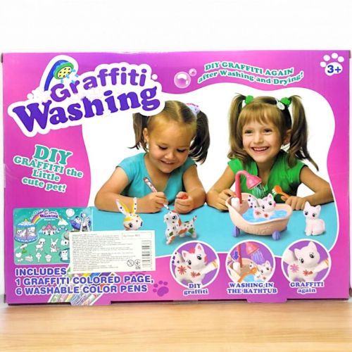 Набір для творчості "Graffiti Washing" 4 флоксові фігурки, помпова подача , 6 фломастерів, ванночка, щіточка | Зображення 2