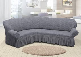 Жакардовий чохол на кутовий диван зі спідницею