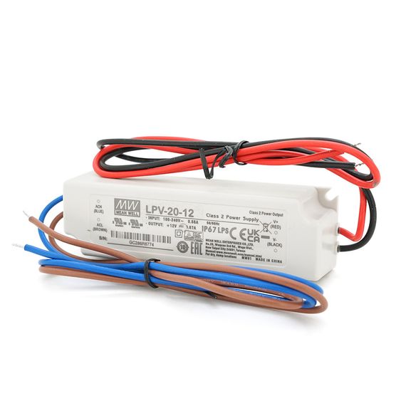 Импульсный блок питания герметичный Mean Well LPV-20-12 12В 1.67А 20Вт IP67