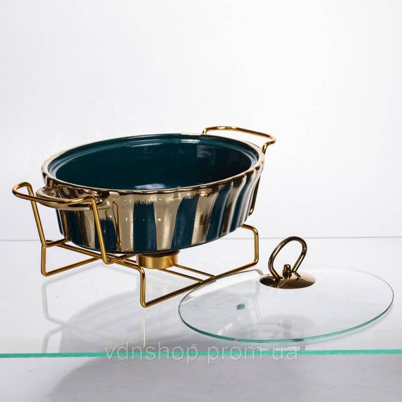 Мармит фарфоровый настольный круглый 1 литр мармитница с подогревом JY-5 | Зображення 2