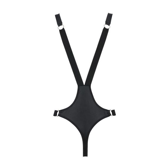 Чоловіче боді з люверсами Passion 028 HARRY S/M Black, екошкіра, на шлейках | Зображення 5