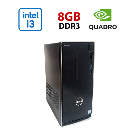 ПК Dell Inspirion 3650 / Intel Core i3-6100 (2 (4) ядра по 3.7 GHz) / 8 GB DDR3 / 256 GB SSD / nVidia Quadro P400, 2 GB GDDR5, 64-bit / Wi-Fi+Bluetooth / DVD / Win 10 Home Lic б/в
