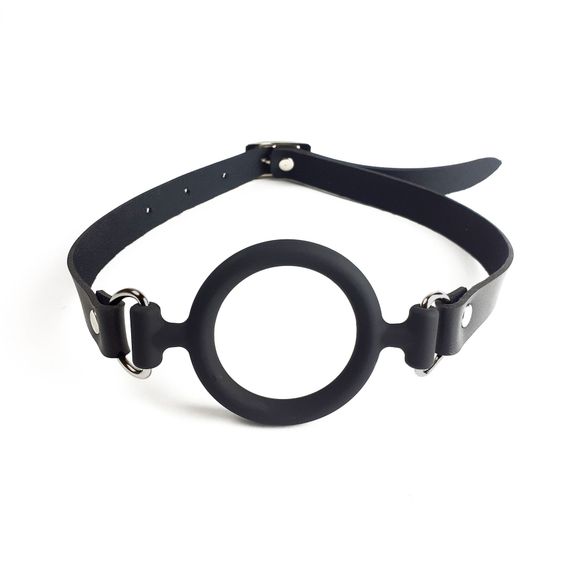 Кляп-розширювач силіконове кільце Art of Sex – Gag Ring, чорний, натуральна шкіра | Зображення 1