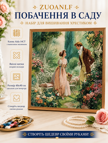 Набор для вышивки крестом ZUOANLF "Побочка в Саде" 14CT, 40x40 см, канва Аида с нанесенным рисунком | Зображення 1