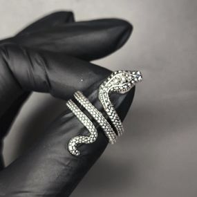 Кольцо-змея для фото ногтей (маникюра) №4 23х32мм цвет серебро