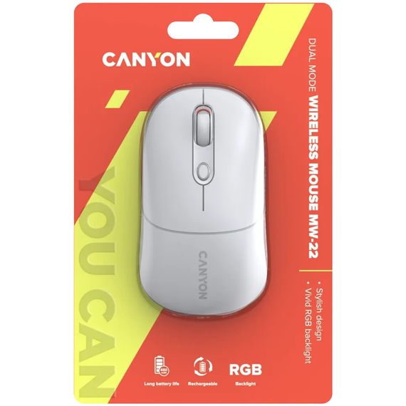 Мышь компьютерная безпроводная Canyon CNS-CMSW22SW светло-серая | Зображення 5