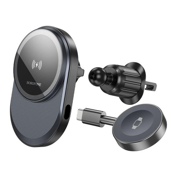 Автотримач Borofone BH219 Fine 2-in-1 Magnetic Wireless 15W Колір Чорний | Зображення 5