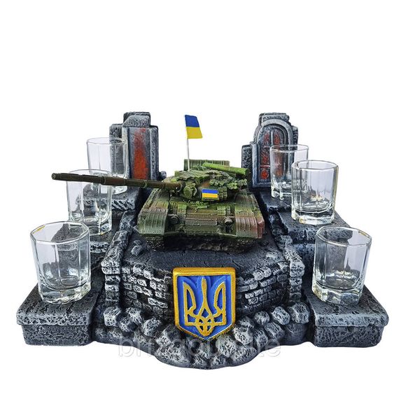 Штоф "Український танк Т-64 БВ" №2 декоративна підставка для алкоголю, тематичний Міні Бар | Зображення 1