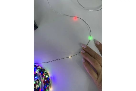 Гирлянда Роса 100 м  МУЛЬТИК  – зеленая нить, пульт, 8 режимов | Зображення 4