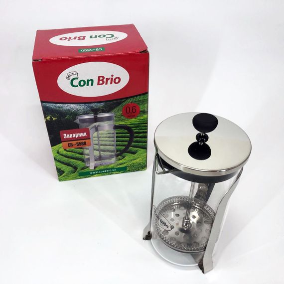 Френч-прес Заварник для чаю та кави Con Brio CB-5560 600 мл, Чайник самовар скляний для заварки | Зображення 7