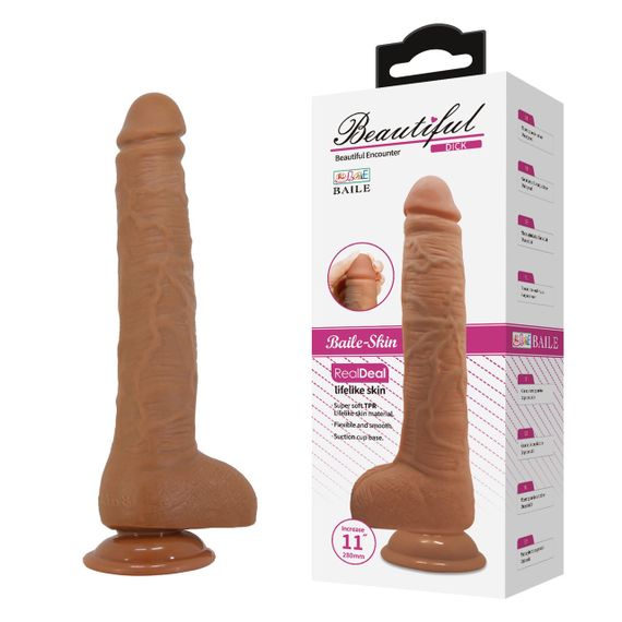 Фаллоимитатор на присоске Baile Beautiful DICK 11'' Flesh, BW-008038NR-1 Sex Aura | Зображення 1