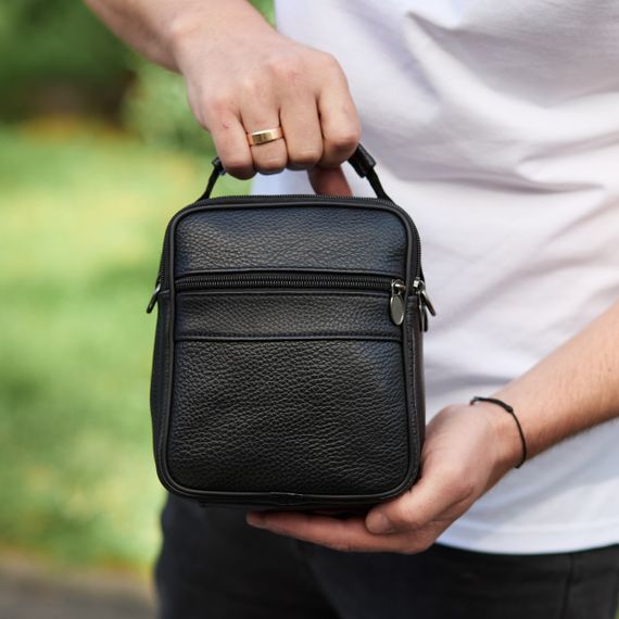 Чоловіча сумка-барсетка шкіряна чорна Tiding Bag 32051 | Зображення 3