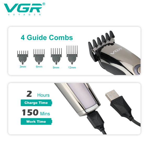 Набор для стрижки VGR 11 в 1 V-107, 10 насадок, LED дисплей | Зображення 2