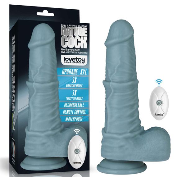 Реалістичний вібратор - Rechargeable Thrusting and Vibrating Silicone Dildo 11" Blue Sex Aura