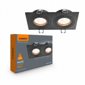 LED Світильник врізний під лампу 2*GU10 чорний VL-SPF23S-B Videx