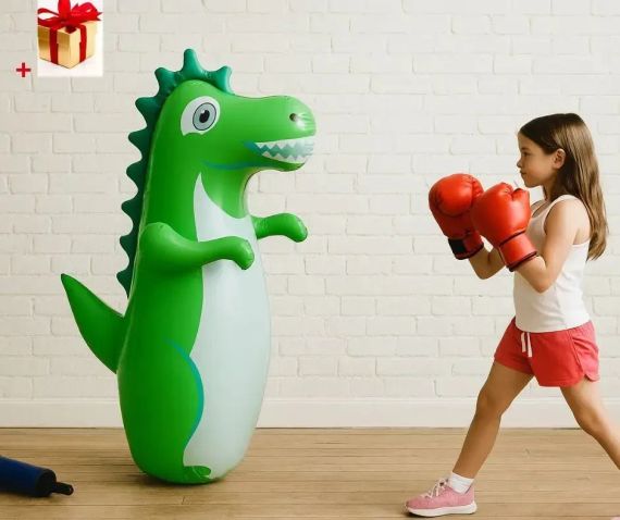 Боксерська груша для дітей 90 см Неваляшка / Боксерська груша дитяча / Надувна груша-динозавр для дітей 3-6 років | Зображення 3