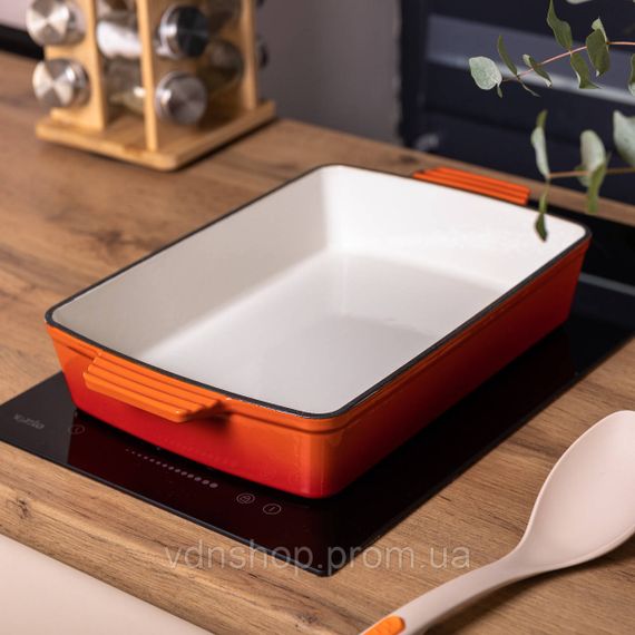 Форма для запікання чавунна 40х23.6х6 см форма для випічки 3 л Помаранчева HP-1-9O | Зображення 3