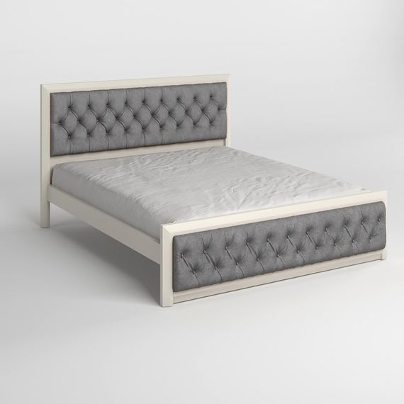 Двоспальне дерев'яне ліжко Mebigrand Барселона Б3 Айворі (S0505Y30R)/Аляска 93 (Сірий) 180х190 см (MBG-13810) | Зображення 1