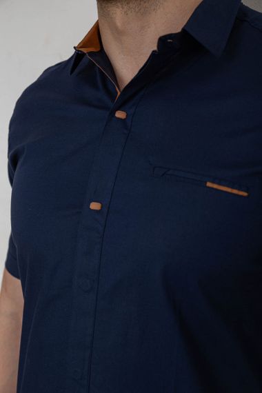 Рубашка мужская однотонная  -уценка, цвет синий, 214R7118-U-5 | Зображення 4