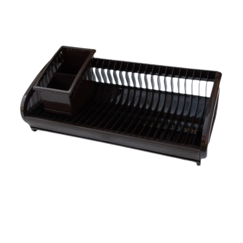 Сушарка для посуду + підставка для ст.приладів 2в1 пластик коричневий 191-02 Ламела