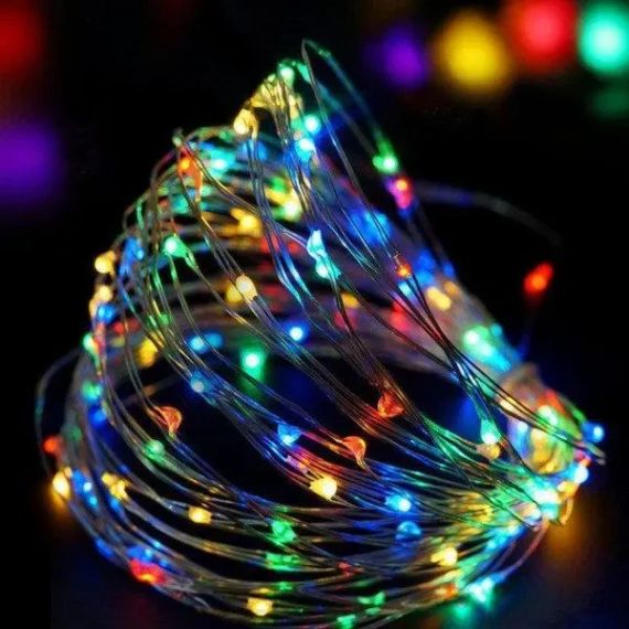 Новогодние гирлянды медная проволочная лампа 100LED 10М БП 5В 220V (СП) RGB RD-7110 | Зображення 2
