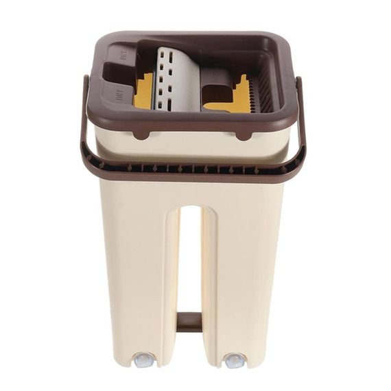 Комплект для прибирання швабра та відро 3,5л з автоматичним віджимом, Scratch Cleaning Mop, Бежевий / Швабра ледарка з відром | Зображення 2